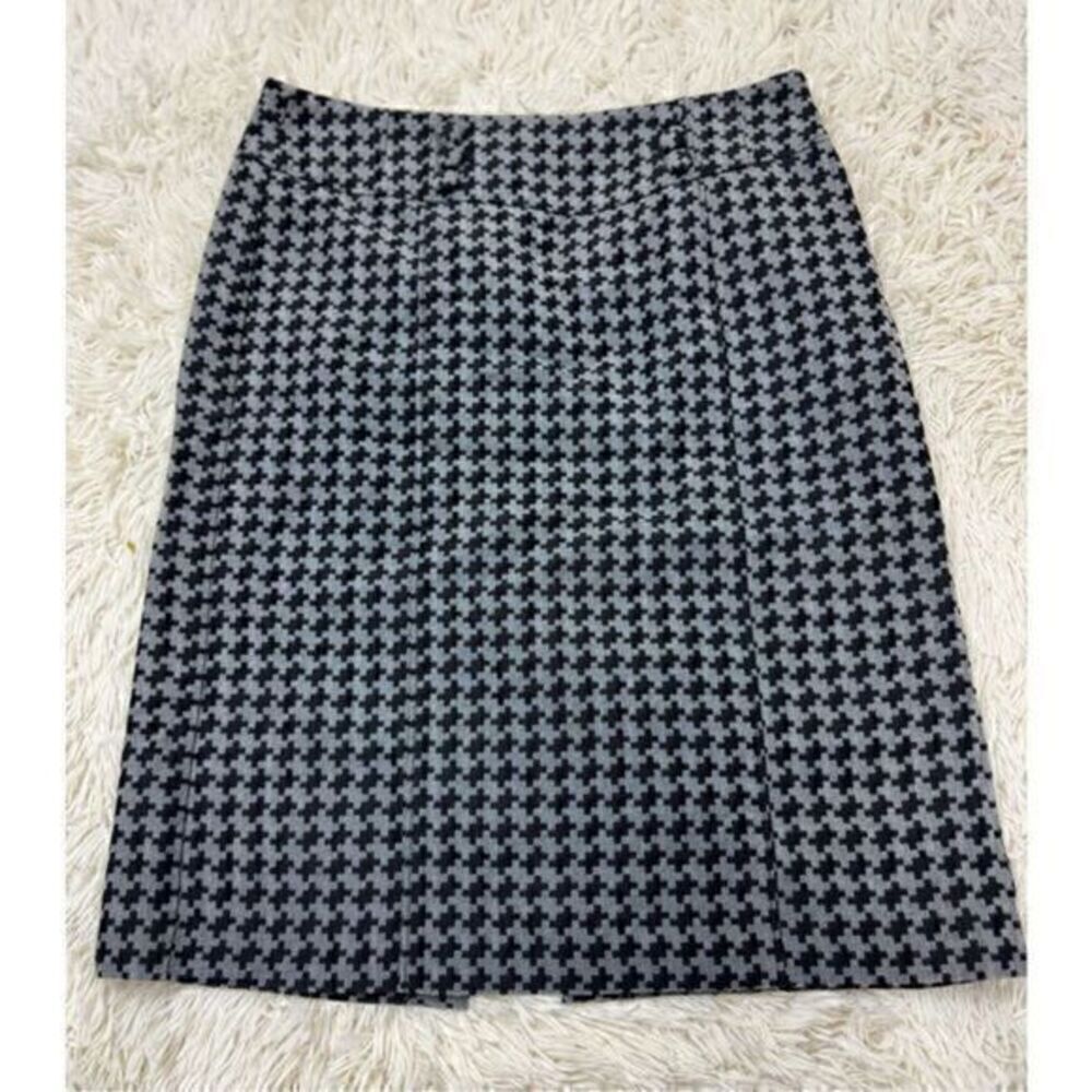 EUC Adorable gray & black checkered houndstooth pencil skirt by Ann Taylor size